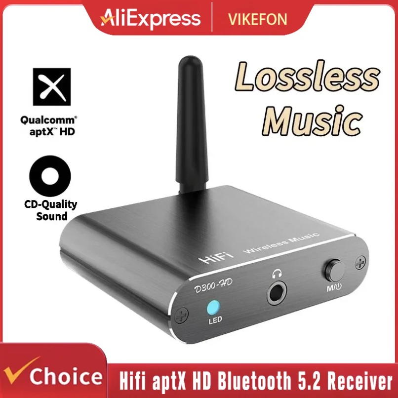 Bluetooth Adapter Receiver - Qualcomm aptX HD Bluetooth V5.2 Audio