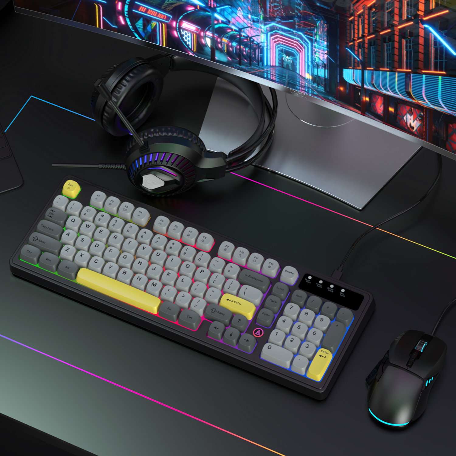 AJAZZ AT120 Bundle: Gaming Key - Gaming Headset Rgb ulasan dan harga
