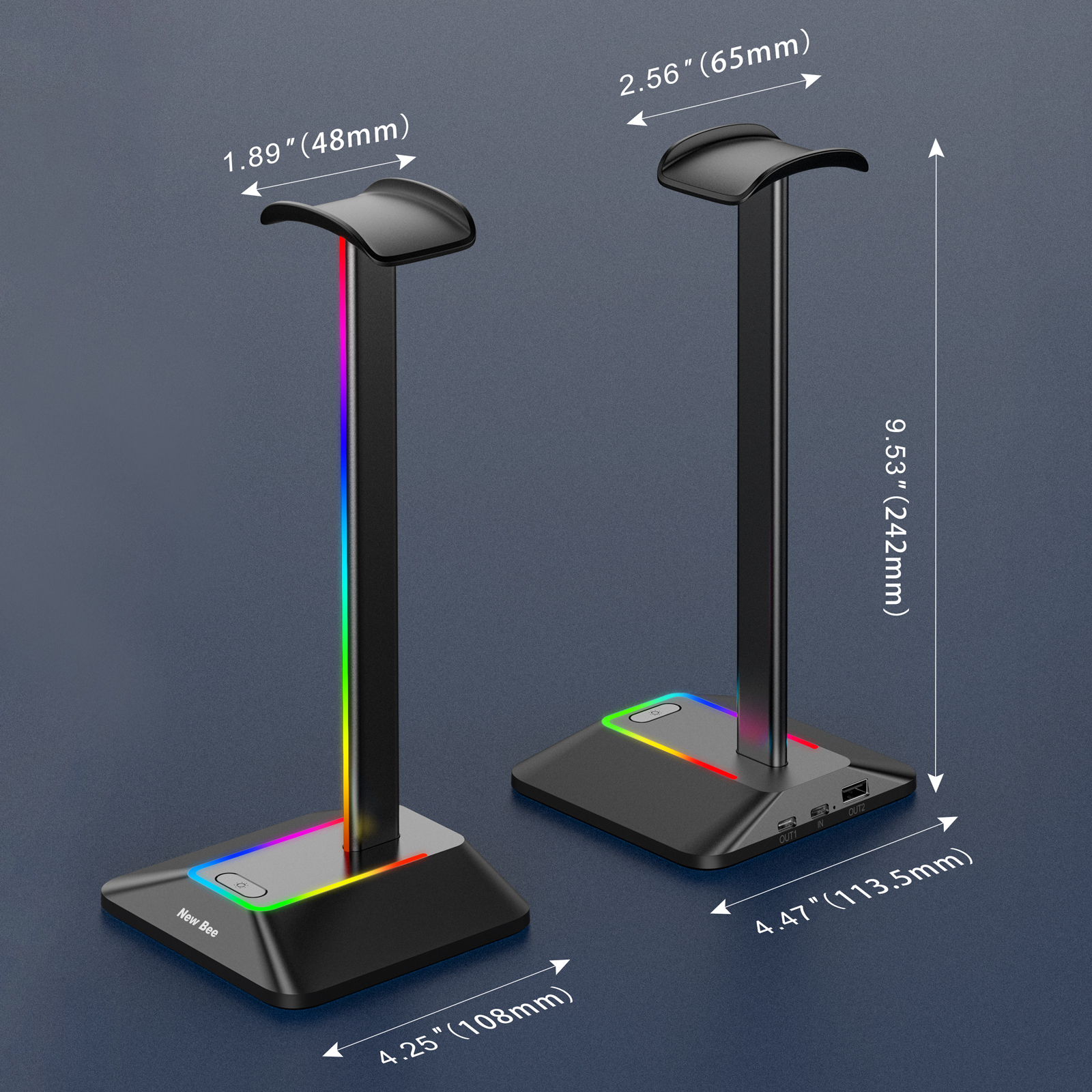 New Bee Z8 RGB Headphones Stan - Headphone Stand Desk ulasan dan harga