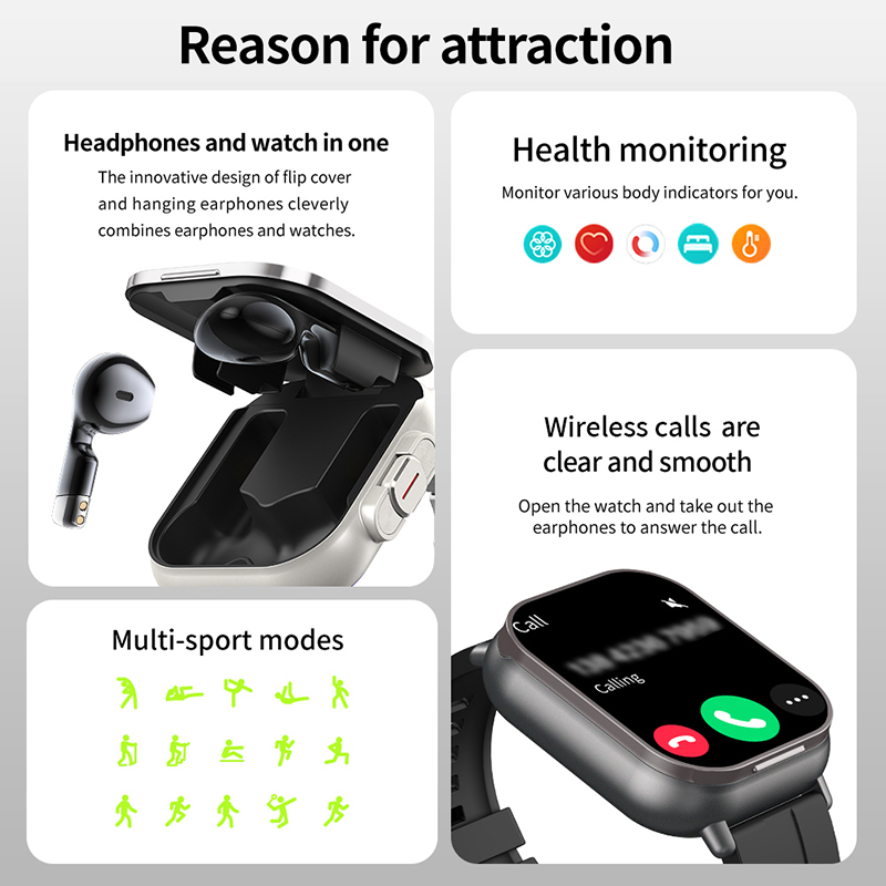 New TWS 2 in 1 Smart Watch wit - Earbuds Charging Case ulasan dan harga